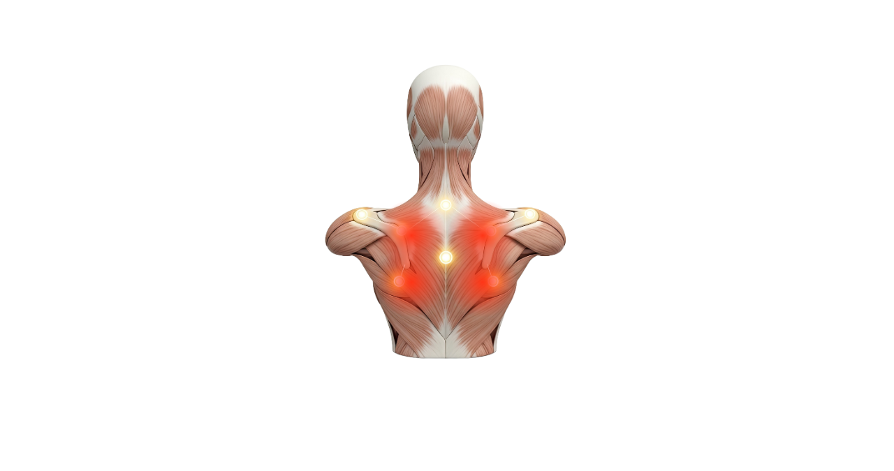 肩甲骨の内側に痛みが出る原因を示したイラスト｜テニスボールで改善しないケース